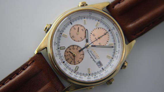 SEIKO クォーツ腕時計 Seiko 7T32-7R3A quartz chronograph watch with white d… - Gem