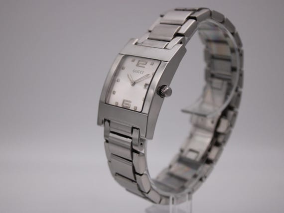 Gucci 7700 M Square Stainless Steel Quartz Watch, White Dial