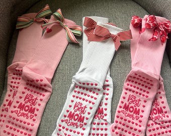 Pilates Grip Socks with Bow