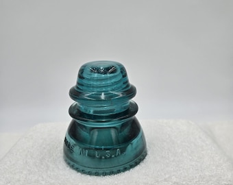 Vintage Hemingray - 42 Clear Aqua Blue Glass Telegraph Insulator Made In U.S.A.