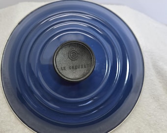 Tapa vintage de horno holandés Le Creuset esmaltada en azul (23,2 cm) – Solo tapa (Francia)