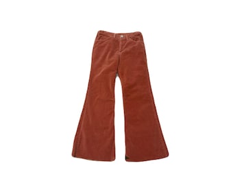Rust Corduroy Flare Pants Size Medium | Vintage Bell Bottoms | 70s Style Wide Leg Pants | High Waisted Boho Corduroy Size Medium