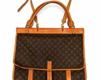 Vintage Louis Vuitton Monogram Sac Chasse Travel Bag XL | Authentic LV Large Messenger Tote | Weekender Bag Brown Canvas Leather