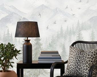 Tapeta Misty Mountain Forest: Fototapeta z krajobrazem natury, do odklejenia i przyklejenia
