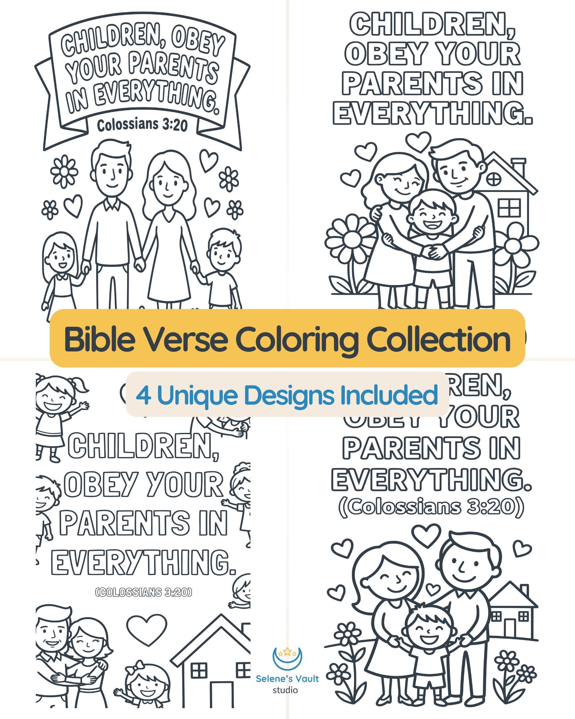 Bible Coloring Pages, Colossians 3 20, Kids Bible Study, Bible ...