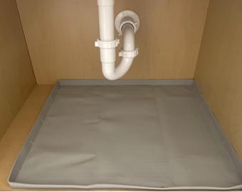 Waterproof Silicone Sink Mat – Under Sink Cabinet Protector Tray with Raised Edge, Leak Proof Kitchen & Bathroom Shelf Liner, Pet Food.