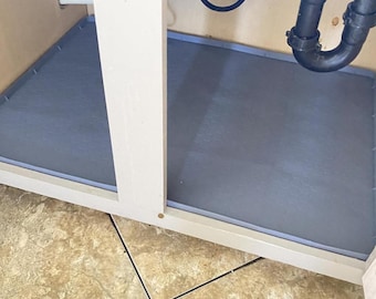 Waterproof Under Sink Silicone Mat, Leak Guard Cabinet Liner for Kitchen & Bathroom, Flexible Drip Tray Protector, Gray Sink Shelf Organizer