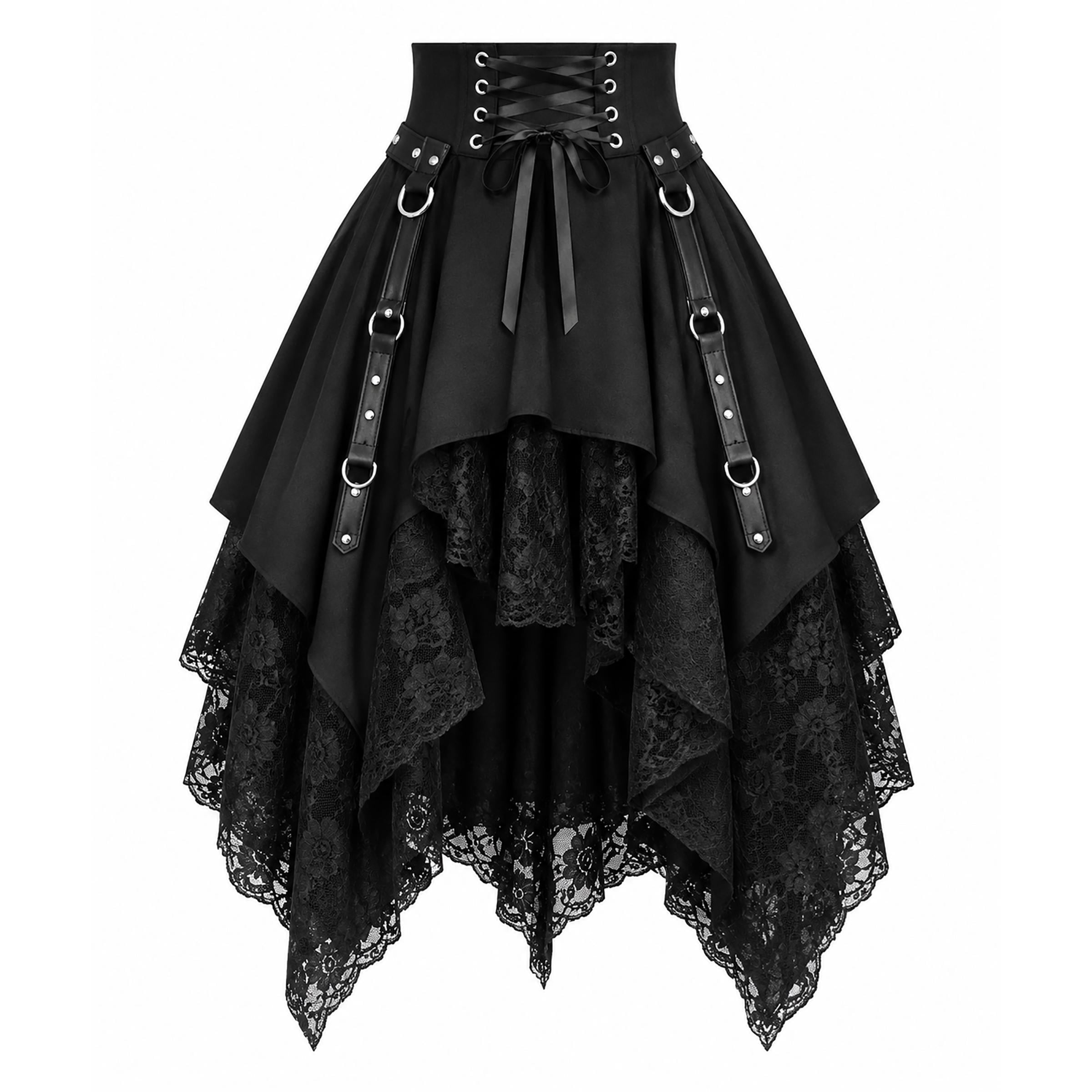 Black Lace High Low Skirt - Etsy