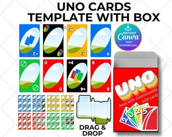 Uno Card Template Editable Canva Playing Card Template Printable Blank Card You Can Personalize with Color, Size, and Your Own Photos.