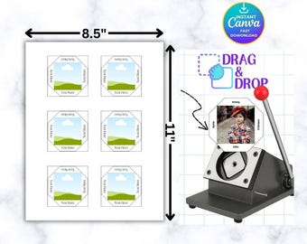 Square Magnet Template Canva Editable 5 Sizes Printable Fridge Magnet Design Small Business Label Custom Magnet Template DIY