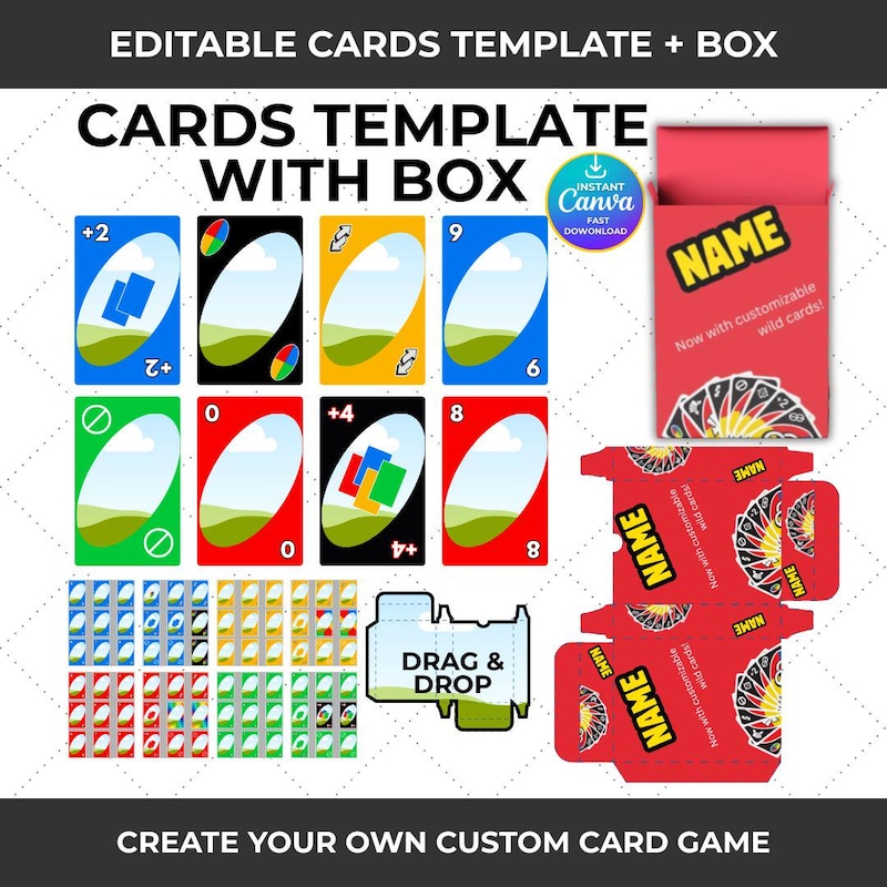 Uno Card Template Canva Etsy UK