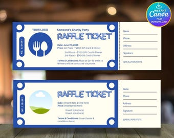 Raffle Ticket Form, Editable Raffle Event Ticket Template, Digital Canva Raffle Ticket Printable, Custom DIY Surprise Raffle Ticket