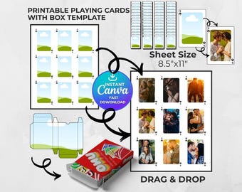 Playing Cards Canva Template Canva Editable Box for Printable Poker Cards Blank Cards for Custom Party Game Drag and Drop Template