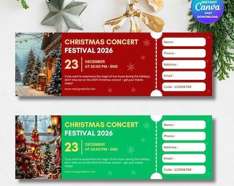 Christmas Concert Fake Ticket | Surprise Gift Voucher | Surprise Concert Show Printable Template | Instant Download Stocking Stuffer