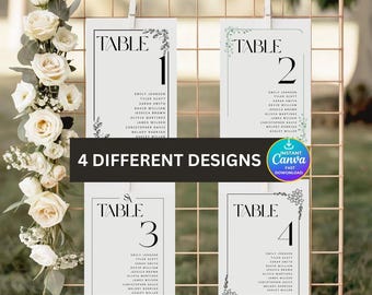 Wedding Seating Chart Cards 4x6, Name Seat Plan 5x7, Elegant Minimal Printable Guest Table Template, For Mirror, INSTANT DOWNLOAD, WED18