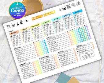 Printable Cleaning Schedule Template | Daily, Weekly, Monthly House Planner (Instant Download)