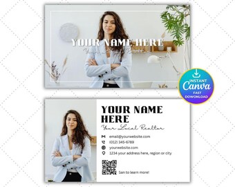 Canva Business Card Template, Modern Photo Business Card, Real Estate Agent Card, Minimal Professional Branding Editable Canva Business Card