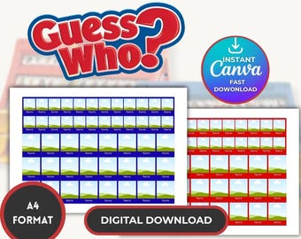 Guess Who Template Editable Canva, Custom Guess Who Game Cards, Printable Party Game, DIY Photo Game, Instant Download