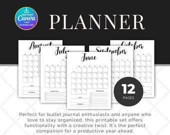 2026 Monthly Planner Printable Minimalist Calendar Organizer Digital Planner PDF Monthly Calendar 2026 A4 US Letter Simple Planner