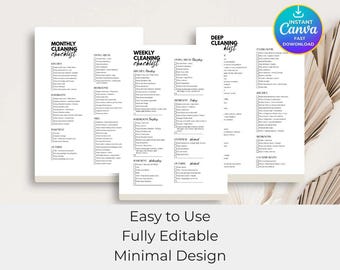 EDITABLE Cleaning Planner, Printable Cleaning Checklist,Mobil Cleaning Schedule,Weekly Cleaning,Clean Home Routine,Monthly Cleaning,CANVA