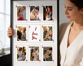 Personalized King Queen Playing Card Poster, Custom Couple Love Art (Digital Download)