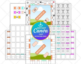Editable Monopoly Board Game Template Canva | Custom Property Trading Game (Digital Download)