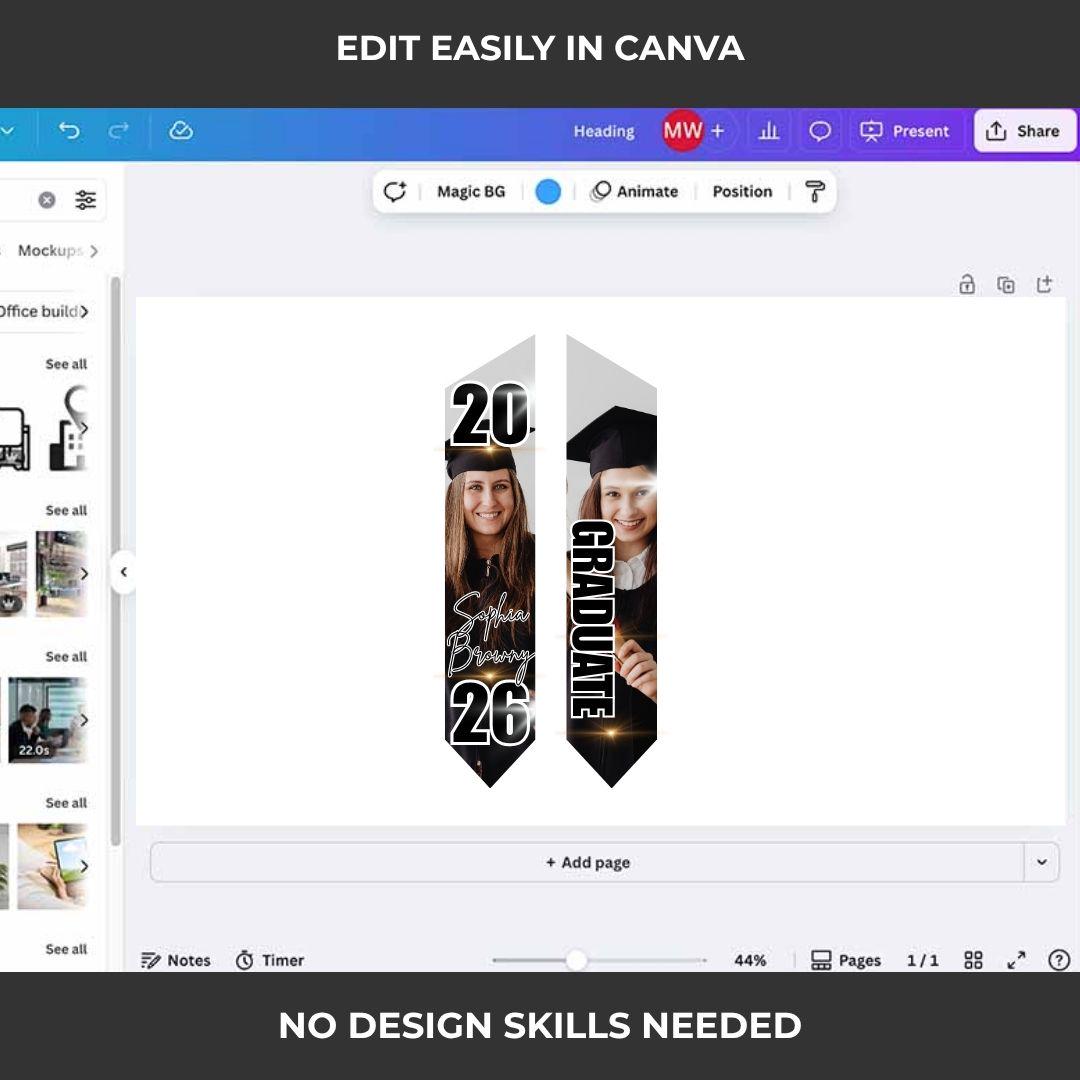 Graduation Stole Canva Editable Template Mega Bundle, Graduation Sash ...
