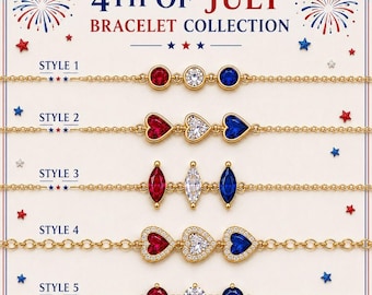 USA 250th Anniversary Bracelet, Red White Blue Gemstone, Patriotic Jewelry, Gold Plated Silver July 4th Gift, American Flag Colors Bracelet