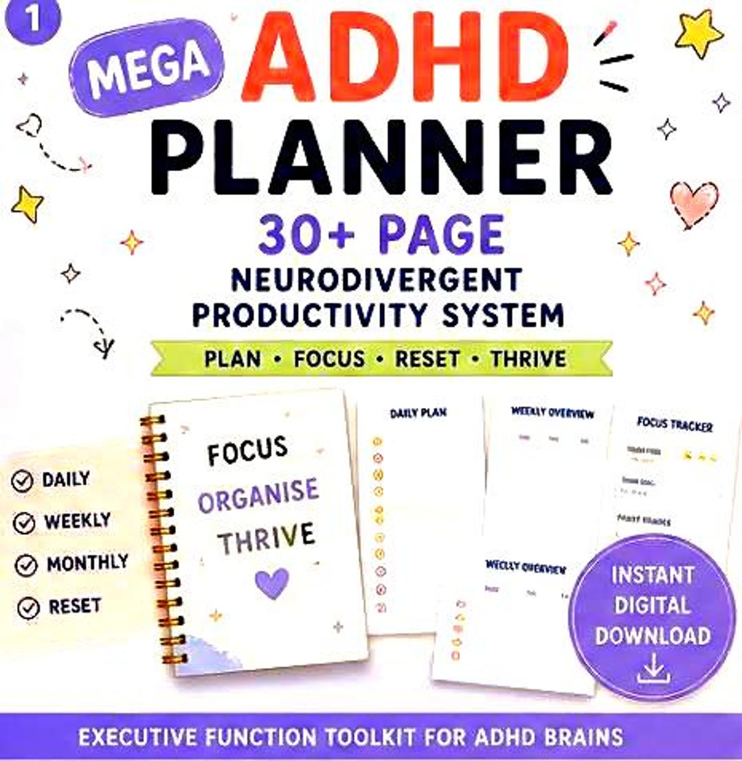 ADHD Planner Printable ADHD Digital Planner 30+ Page Neuro Productivity ...