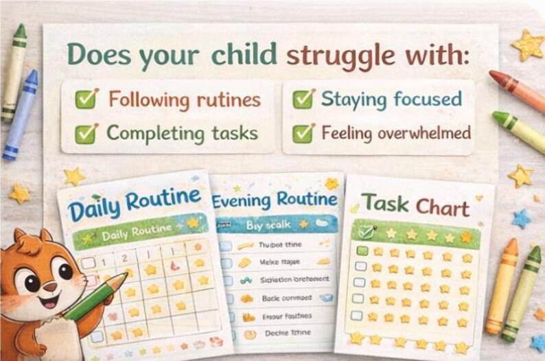Overwhelmed Routine ADHD Bedtime Routine for Kids Printable PDF, Evening Routine Chart ...
