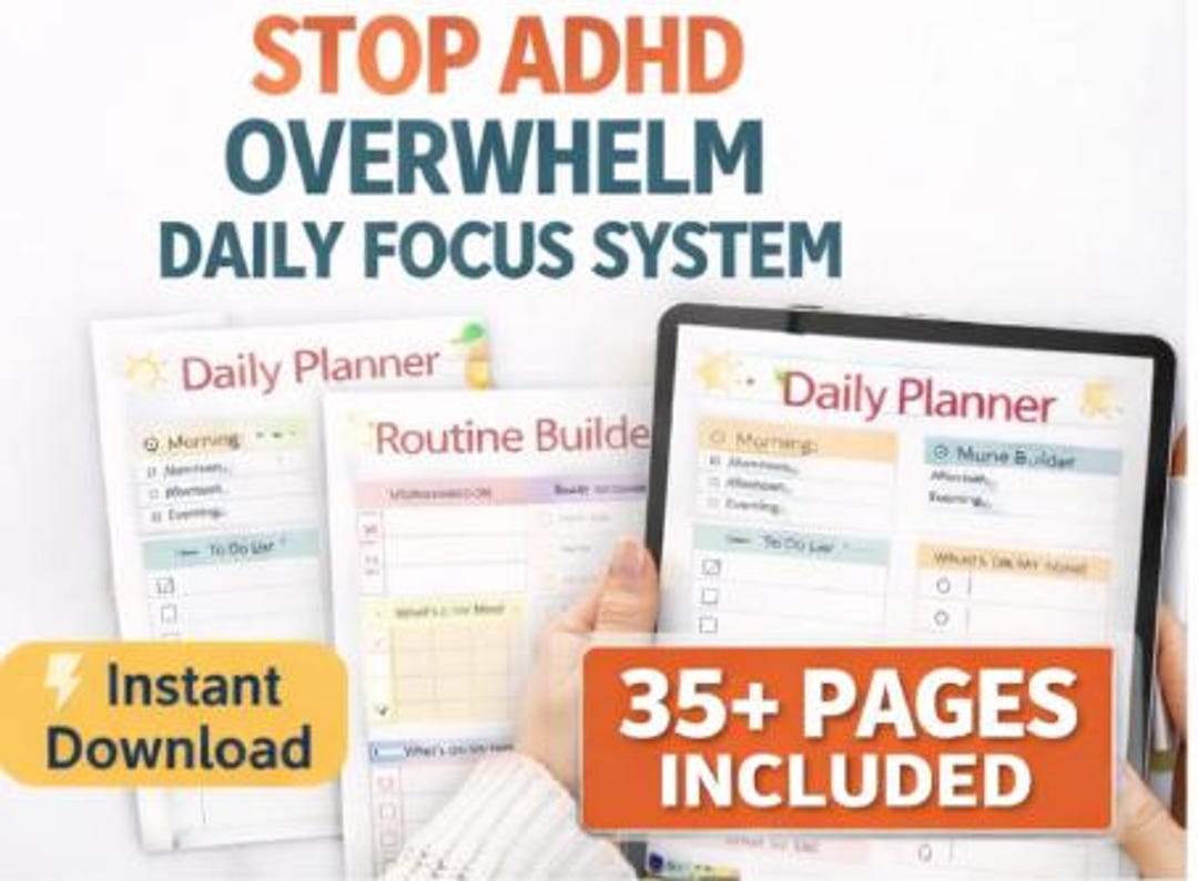 ADHD Planner Bundle | 35+ Page Printable | Daily Focus Planner, Routine ...