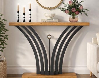 Industrial Rustic Entryway Console Table Narrow Sofa Accent Table