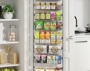 9 Tier Over Door Pantry Organizer Black Metal Storage Rack