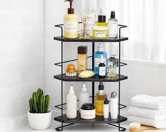 3-Tier Corner Bathroom Organizer, Countertop Storage Shelf for Makeup Skincare