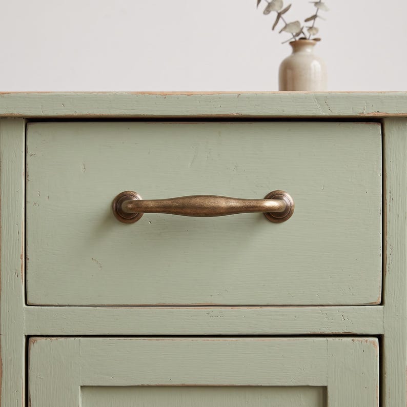 Vintage Solid Brass Cabinet Handles Aged Bronze Drawer Pulls Antique ...