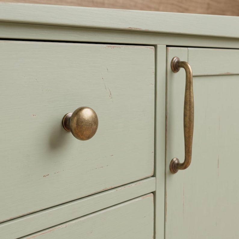 Vintage Solid Brass Cabinet Handles Aged Bronze Drawer Pulls Antique ...