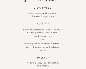 Wedding Menu Template