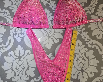 Bright pink Rhinestone Bikini – Sparkly Competition Suit.