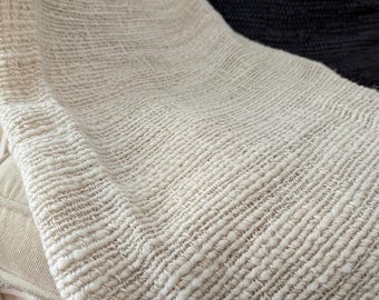 Refined Luxury Merino Wool and Linen Throw Blanket