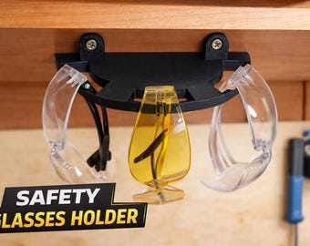 3D Printed Safety Glasses Wall Holder | Eyewear Organizer for Garage, Workshop Storage