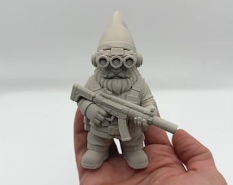 Tactical Gnome Figure | 3D Printed Collectible Desk Toy