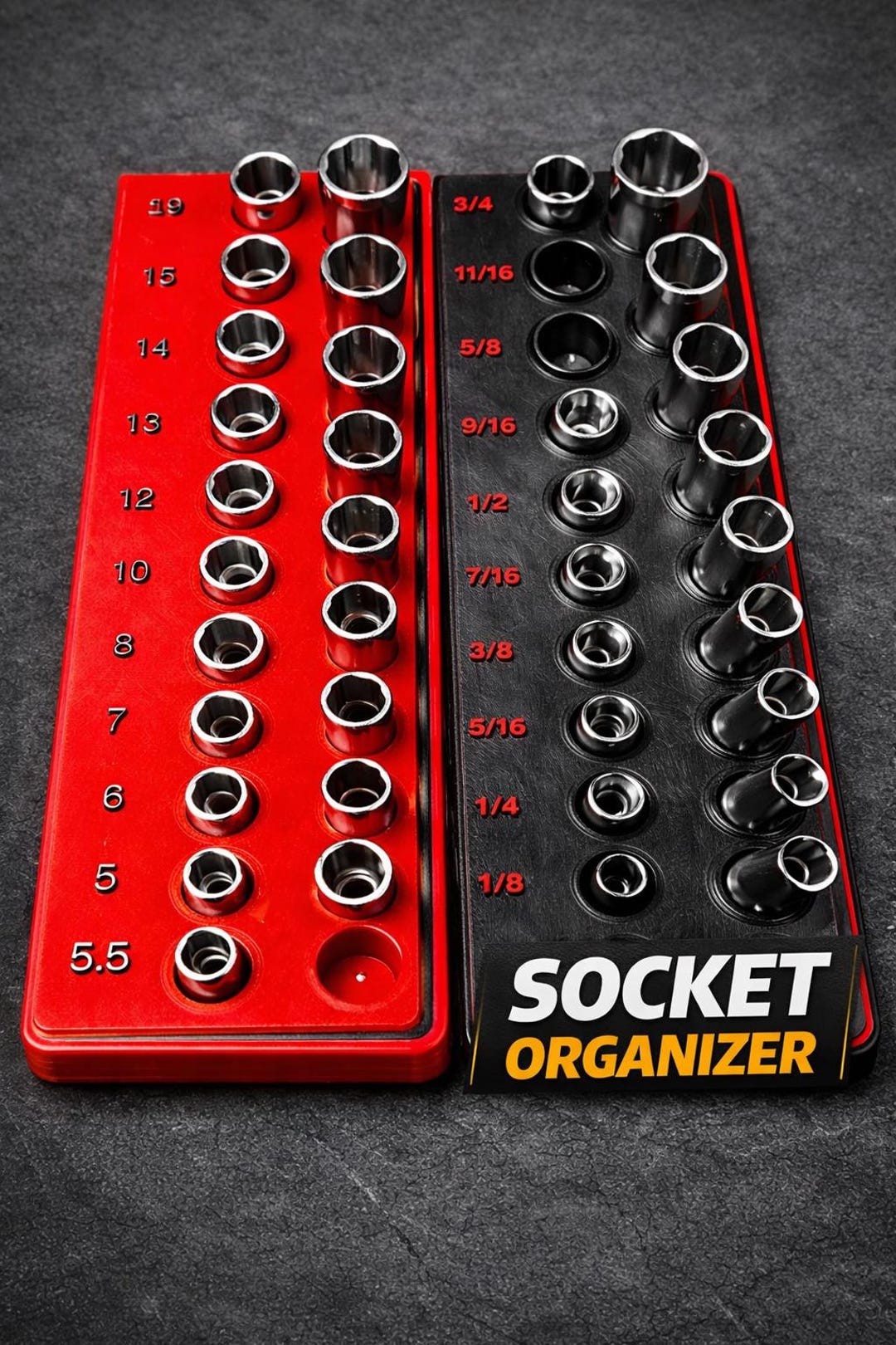 3D Printed Socket Organizer Tray | Metric or SAE Toolbox Drawer Holder ...