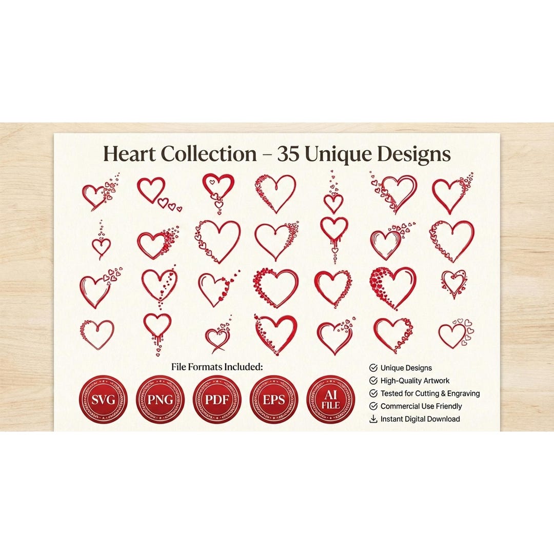 Valentine Heart SVG Bundle | 35 Love Heart Trail Cut Files - Etsy