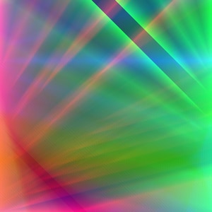May include: An abstract digital graphic featuring vibrant diagonal beams of light in shades of neon green, magenta, and cyan. The composition displays intersecting rays that create a luminous, multi-colored gradient effect across the entire frame.