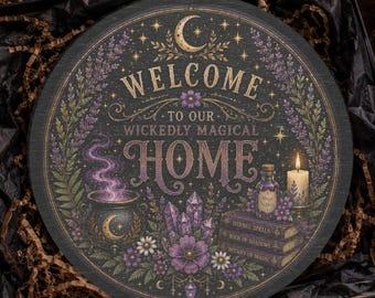 Wickedly Magical Home Wood Sign | Round Halloween Witchy Decor