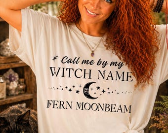 Personalized Witch Name Comfort Colors Tee, Cottagecore Witchy Shirt