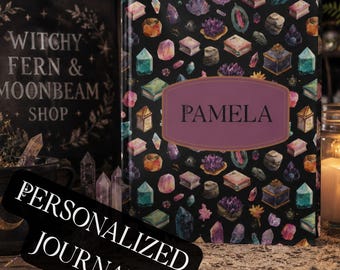 Personalized Crystals Hardcover Journal | Custom Name Witchy Gift
