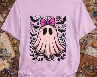 Pink Bow Ghost T-shirt | Coquette Ghost Shirt