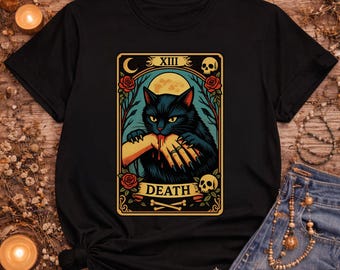 Tarot Black Cat T-shirt | Gothic Witchy Shirt