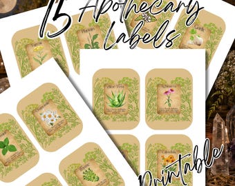 Vintage Botanical Herb Labels | Witchy Apothecary Jar Stickers (Digital Download)